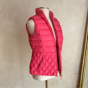 Women's Hot Pink Talbots Down Full Zip Vest‎ size S Petite